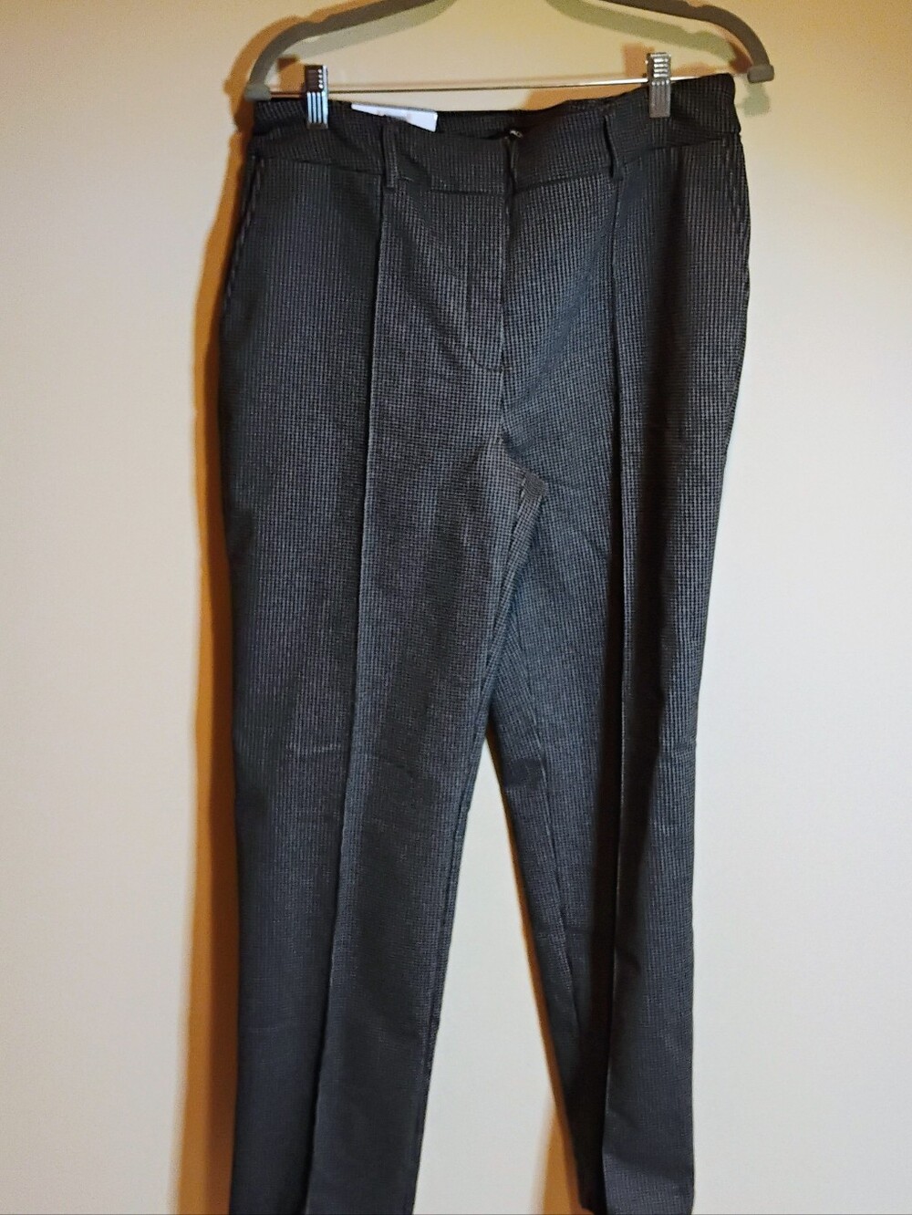 Hilary Radley Pull-on Stretch Pant Mid Rise Slim Leg Inseam 29"  Sz L Blk/Grey